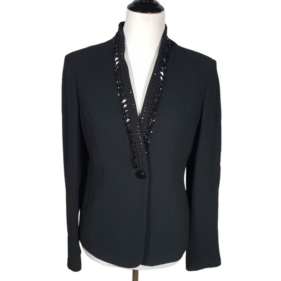 Jones New York Collection Women's size 4 Black Beaded Blazer Jacket - Picture 1 of 9